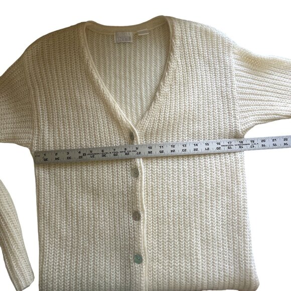 Moda Intl Ivory Mohair & Acrylic V Neck Button Down Cardigan Sweater XS - Picture 5 of 7